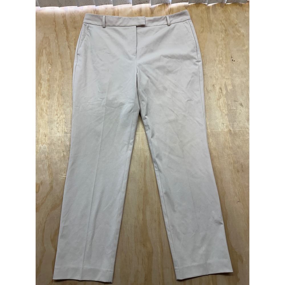 Reiss Joanne Stone Beige Tailored Straight Leg Trousers Size USA 10 UK 14 EU 42